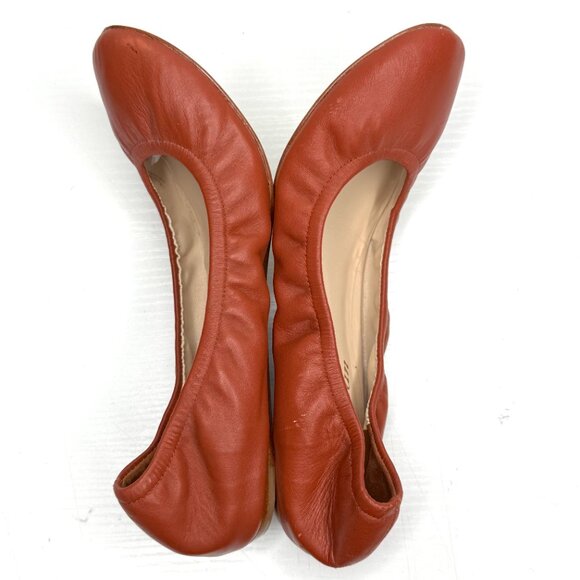 Delman Leather Round Toe Stretch Slip On Ballet Flat 6.5 M Burnt Orange - Picture 4 of 8